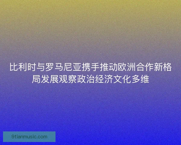 比利时与罗马尼亚携手推动欧洲合作新格局发展观察政治经济文化多维